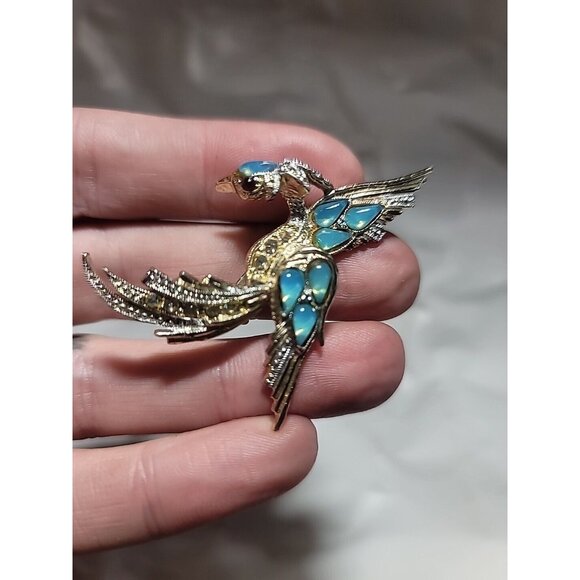 Authentic Vintage Marcel Boucher Phoenix Bird of Paradise Embedded Opal Brooch - Picture 10 of 14